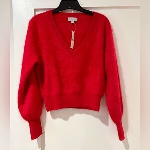 J. Crew Vibrant Red Cashmere V-Neck Sweater